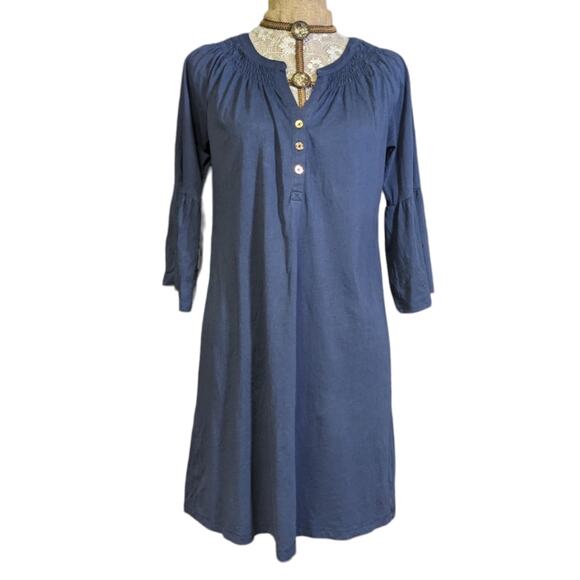 Lilly Pulitzer Tiegan navy bell sleeve button up midi dress 30541 - Picture 2 of 8